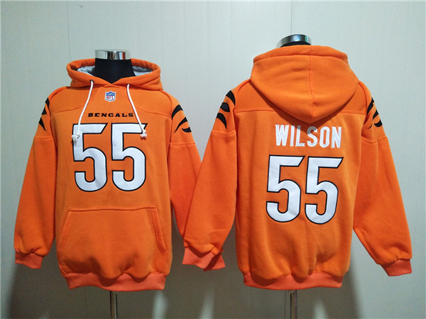 Men's Cincinnati Bengals #55 Logan Wilson Orange Pullover Hoodie